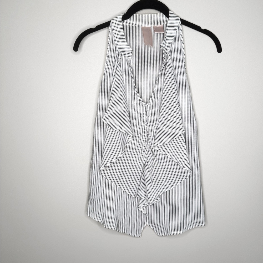 Gemma 100% Silk Striped Ruffle Tank Top Size M